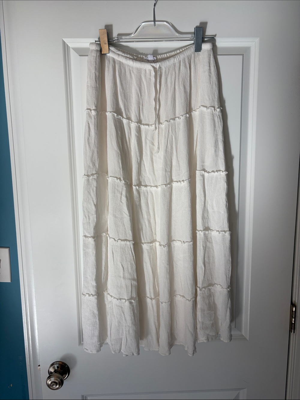 Garage White Long Tiered Gauzy Maxi Skirt Size Medium